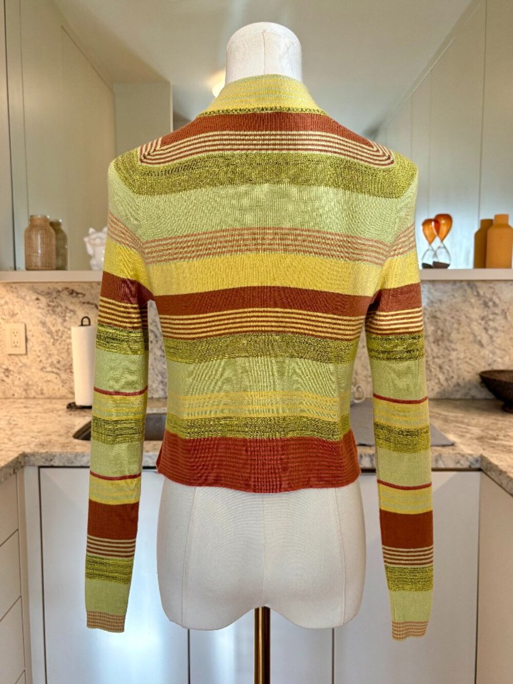 Free People Rip Tide Striped Mock Neck 1/4 Zip Crop Sweater - XS - Picture 3 of 8